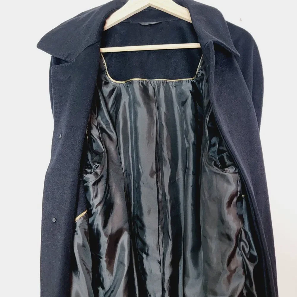 Coppley 100% Pure Cashmere Mens 3/4 Black Trench Coat Size 42 - Picture 9 of 16